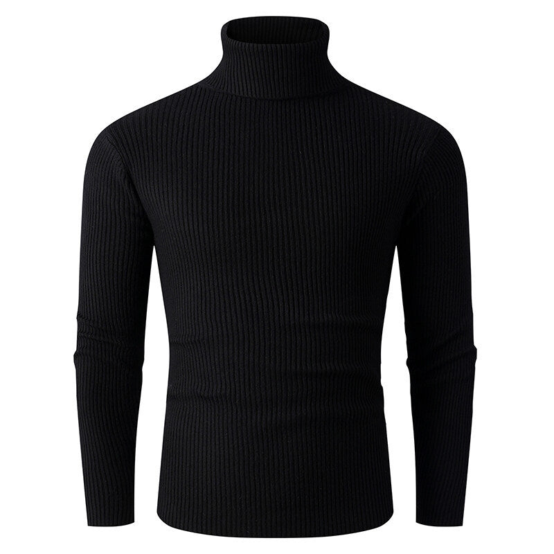 Herren nan taillierter Rippen-Strick Rollkragenpullover Slim Fit EB