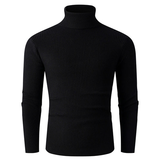 Herren nan taillierter Rippen-Strick Rollkragenpullover Slim Fit EB