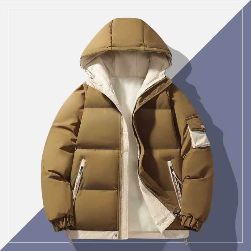 Herren urbaner Steppanorak mit Kapuze, kontrastiertem Futter und Multitaschen EB