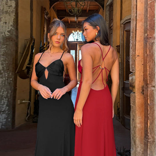 Damen Maxikleid mit verführerischem V-Ausschnitt und elegantem Wickeldesign EB