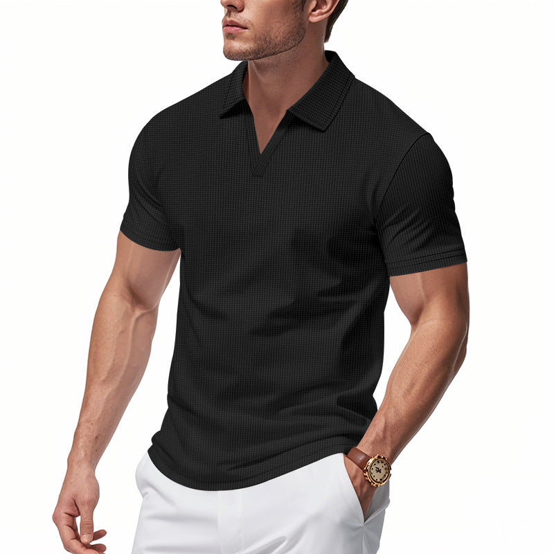 Herren Poloshirt mit strukturiertem Design und modernem V-Ausschnitt EB