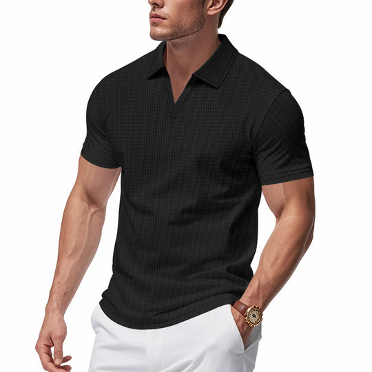 Herren Poloshirt mit strukturiertem Design und modernem V-Ausschnitt EB