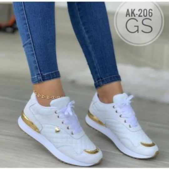 Damen Sportliche Sneakers mit metallischen Akzenten und atmungsaktivem Obermaterial EB