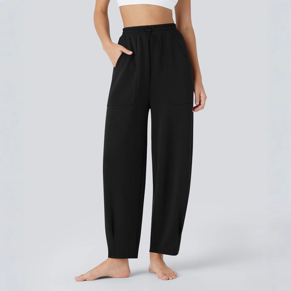 Damen weite Freizeithose mit elastischem Bund und praktischen Taschen EB