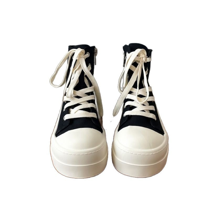 Damen Hochwertige Plateausneaker mit seitlichem Reißverschluss und atmungsaktiver Canvas-Oberfläche EB