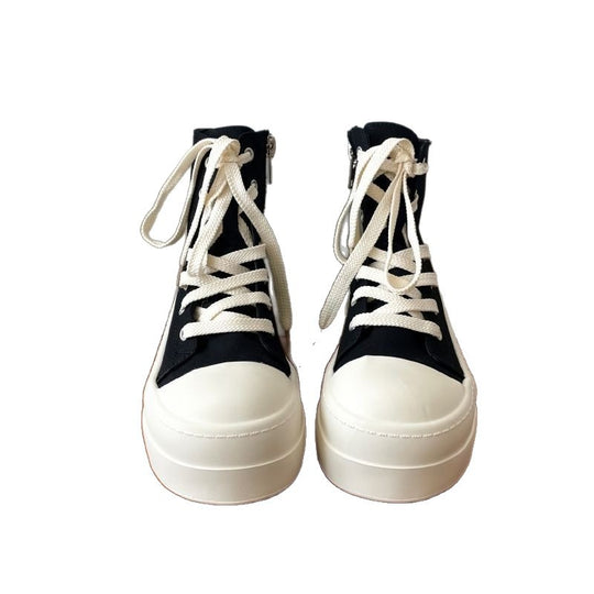 Damen Hochwertige Plateausneaker mit seitlichem Reißverschluss und atmungsaktiver Canvas-Oberfläche EB
