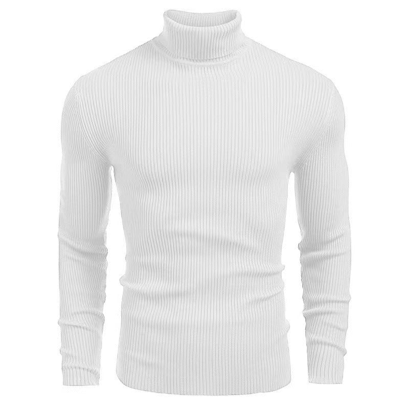Herren nan Rippstrick Rollkragenpullover figurnaher elastischer Feinstrick EB