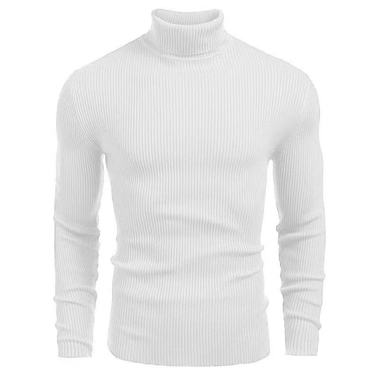 Herren nan Rippstrick Rollkragenpullover figurnaher elastischer Feinstrick EB