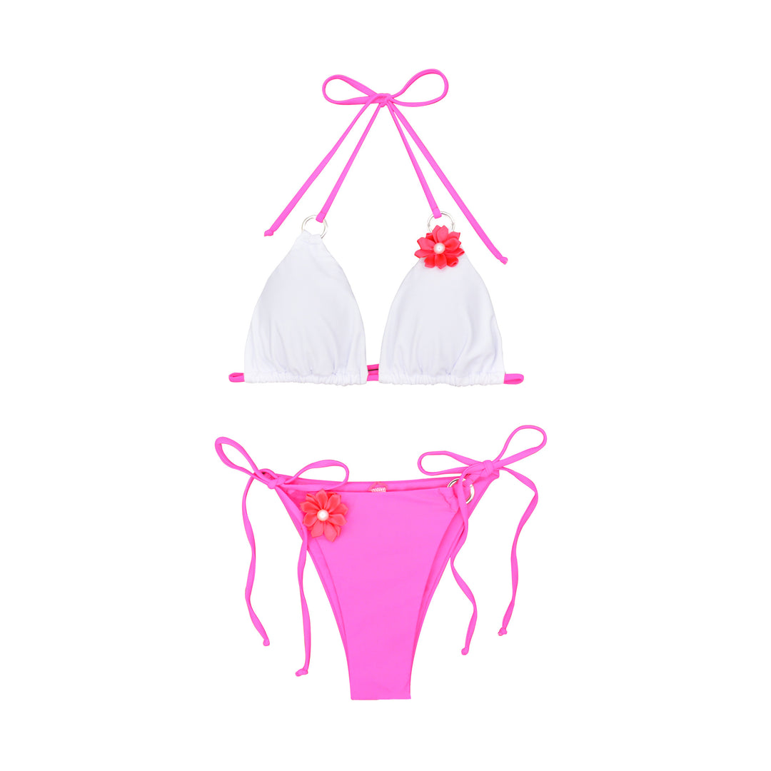 Damen Bikini mit verspieltem Blütenmotiv und verstellbaren Trägern EB
