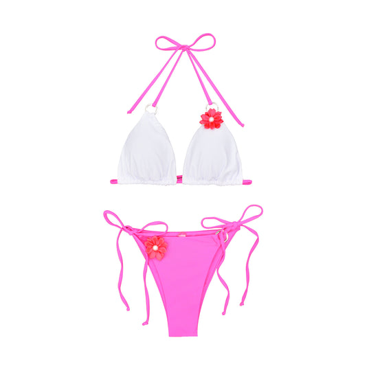 Damen Bikini mit verspieltem Blütenmotiv und verstellbaren Trägern EB