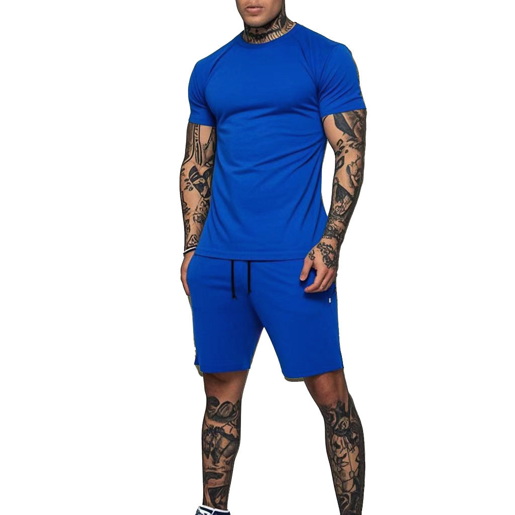 Herren Sportliches Kurzarm- und Shorts-Set mit kontrastierenden Details EB