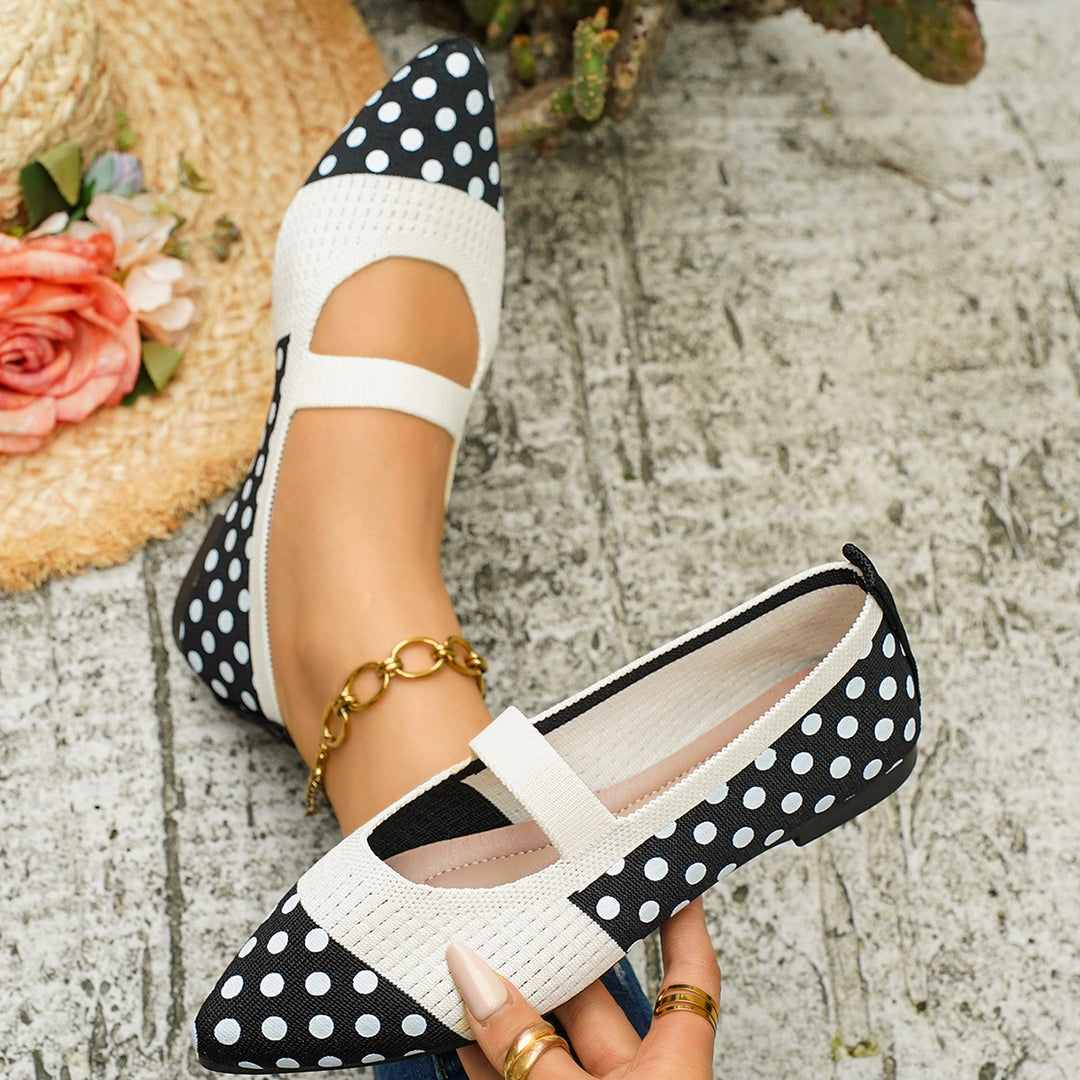 Damen Ballerinas mit punktiertem Design und elastischem Fesselriemen EB
