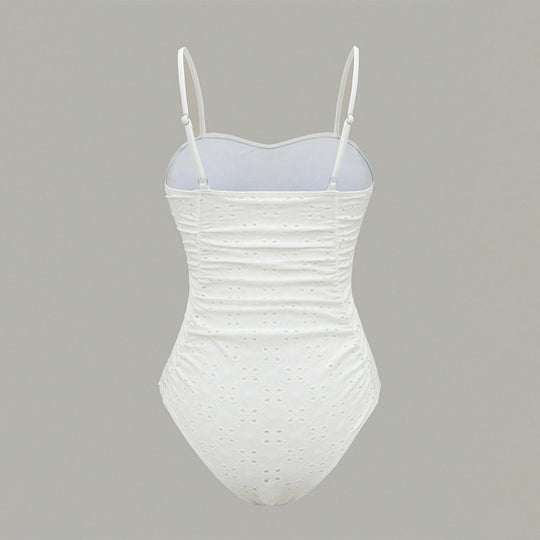 Damen eleganter Einteiler Badeanzug mit Raffungen EB