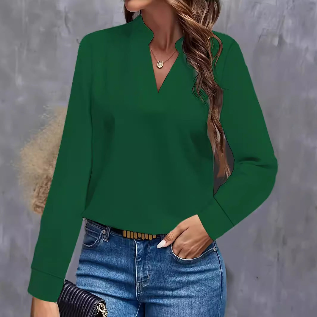 Damen Bluse mit Stehkragen und langen Ärmeln EB