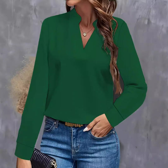 Damen Bluse mit Stehkragen und langen Ärmeln EB