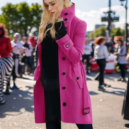 Damen eleganter Trenchcoat mit hohem Kragen EB