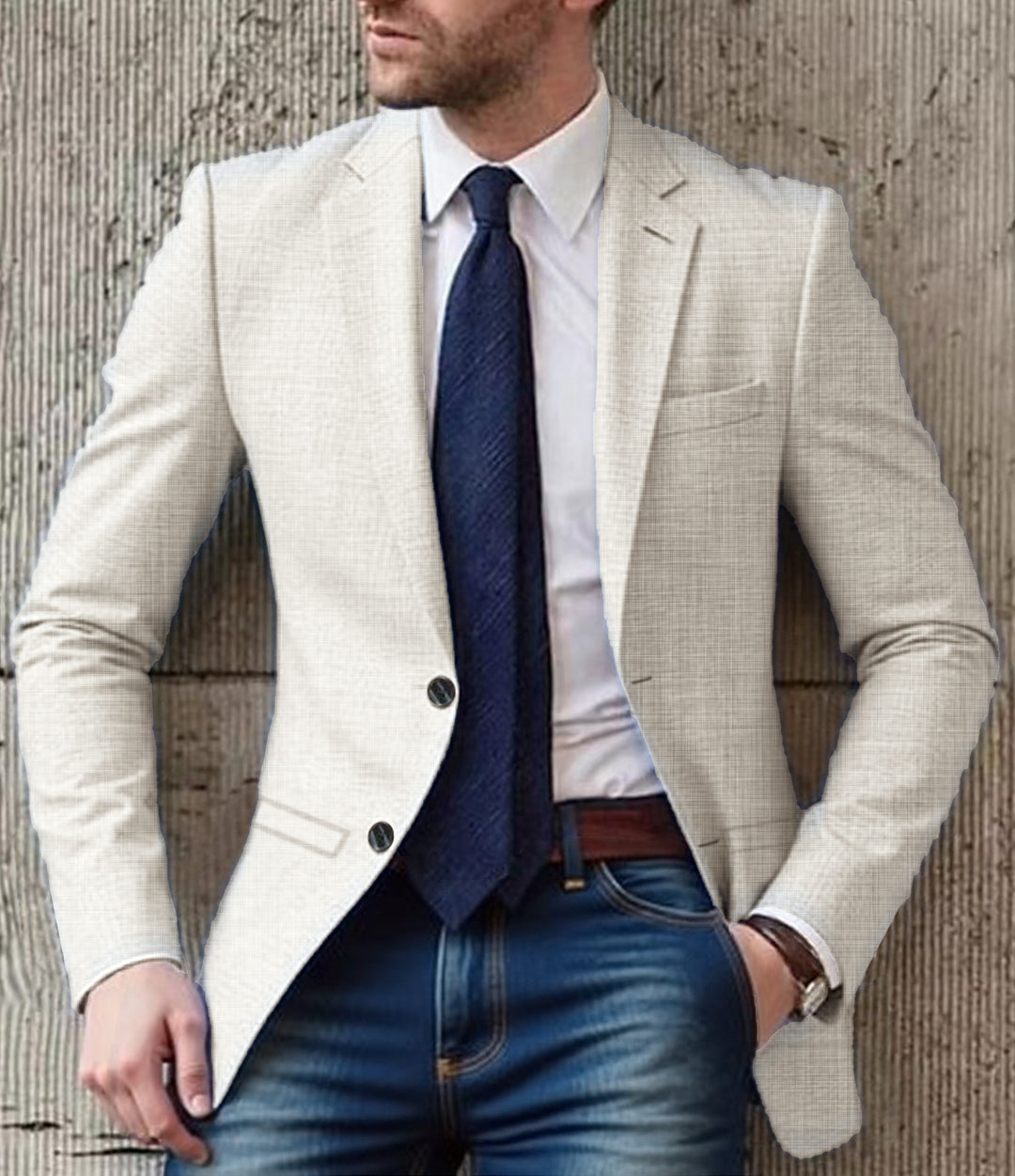 Herren eleganter und strukturierter Blazer mit modischen Details EB
