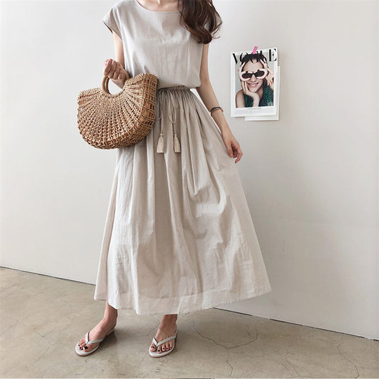 Damen Maxikleid mit tailliertem Bund EB