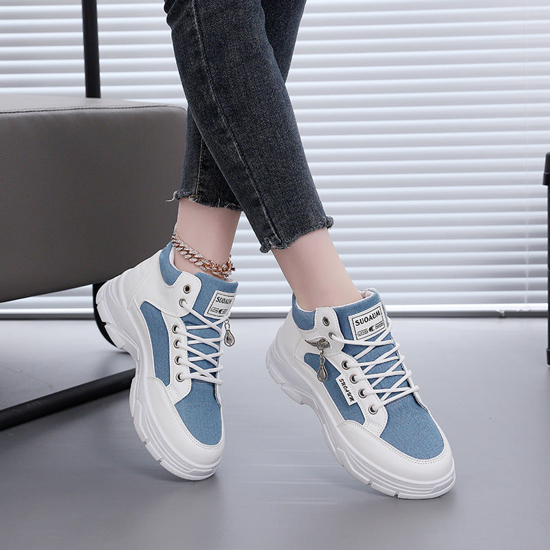 Damen High-Top Sneakers mit auffälligem Leopardenmuster und trendiger Sohle EB