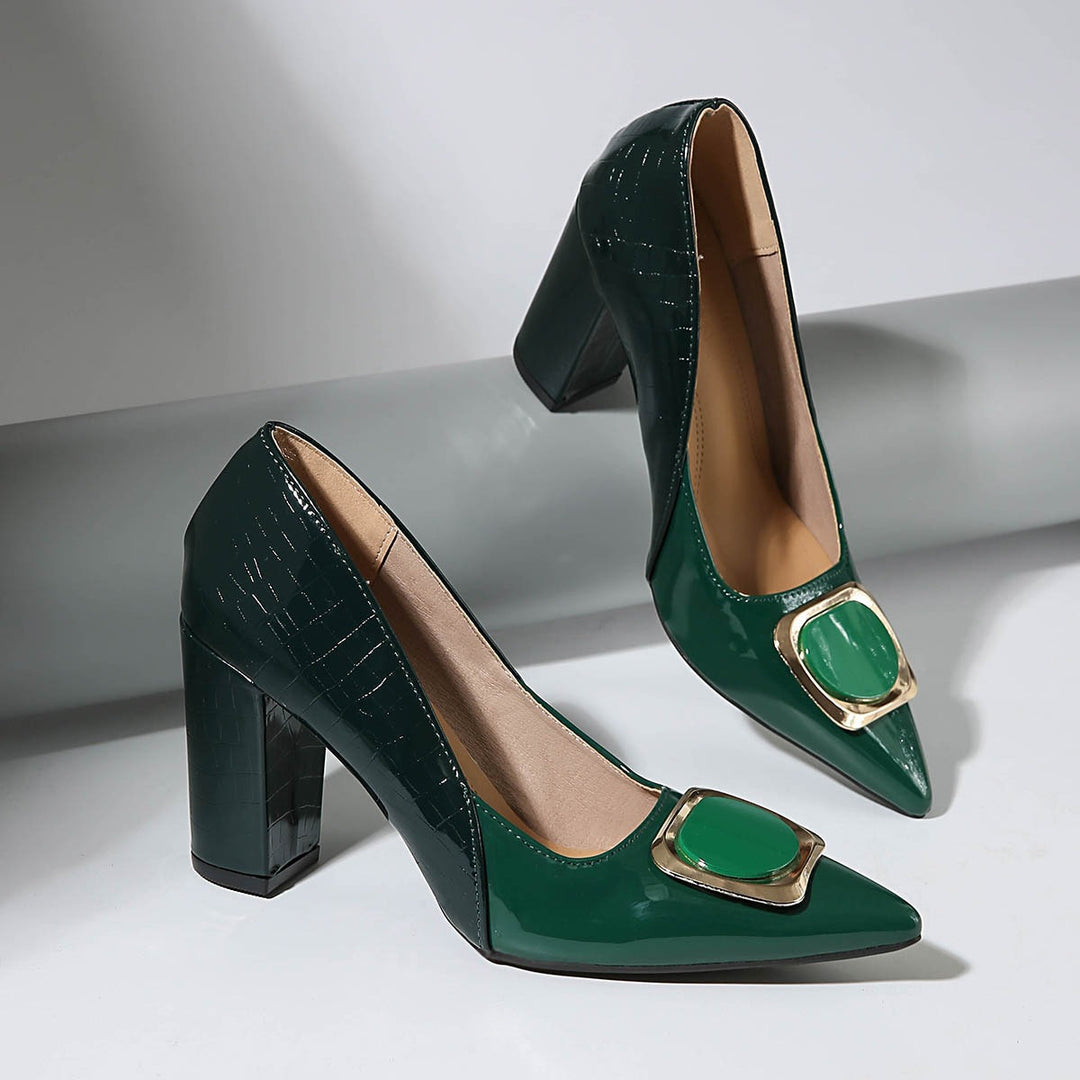 Damen Hochhackige Pumps mit dekorativem Schmuckdetail EB