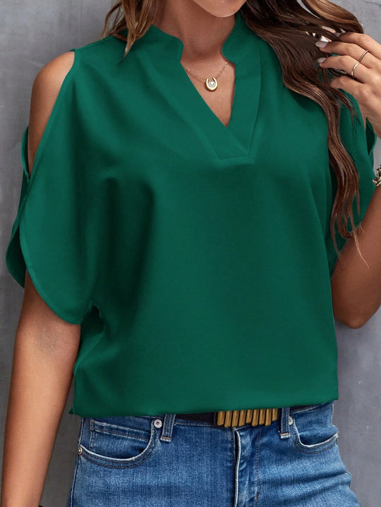 Damen elegante Bluse mit Cut-Out-Ärmeln EB