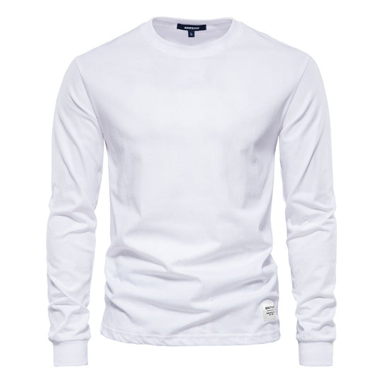 Herren nan klassisches langärmliges Baumwollshirt mit Rundhalsausschnitt und elastischen Bündchen EB