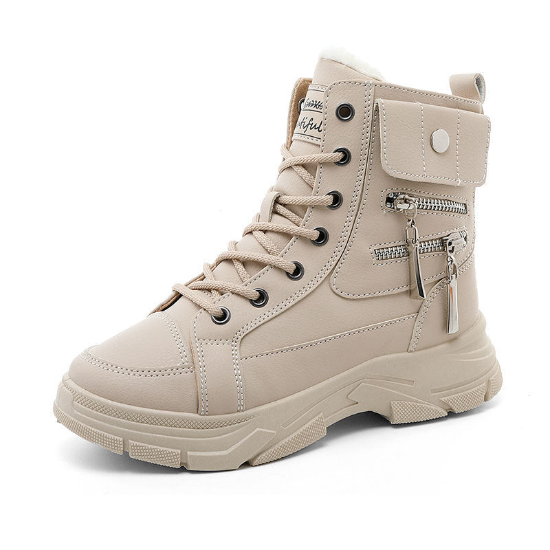 Damen modische High-Top Sneakers mit seitlichem Reißverschluss und dämpfender Laufsohle EB