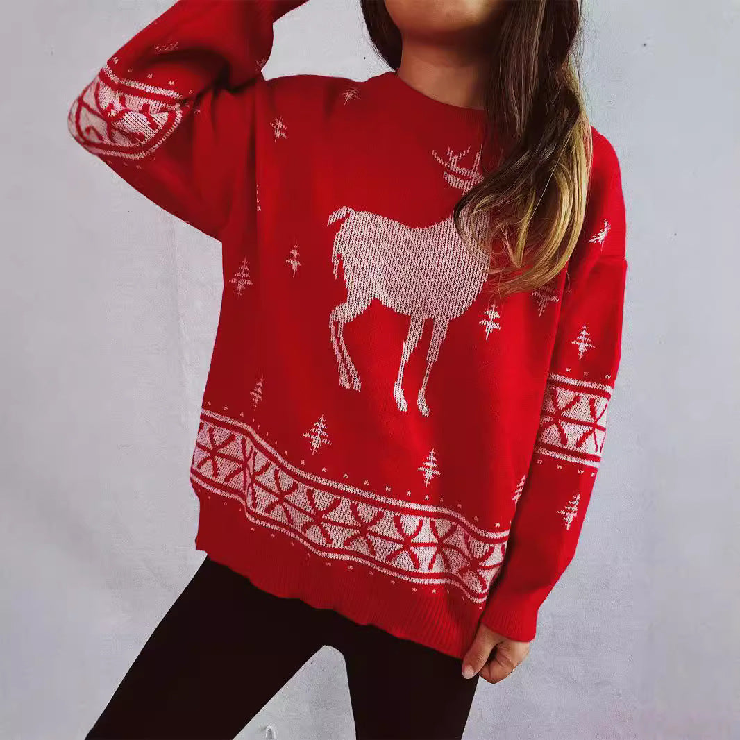 Damen Weihnachts-Pullover mit festlichem Rentier-Motiv und weichem Strick EB