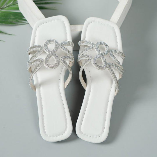 Damen Glitzernde Zehentrenner-Sandalen mit eleganter Schleifenverzierung EB