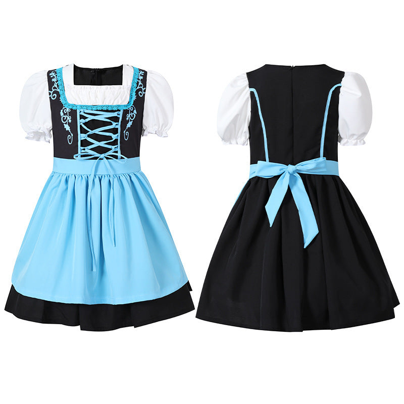 Damen nan trachtiges Dirndlkleid mit geschnürtem Mieder, Puffärmeln und abnehmbarer Schürze EB