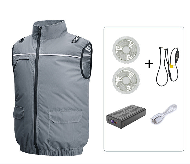 Unisex nan leichte kühlende Arbeitsweste mit integrierten Ventilatoren und externem Akku EB