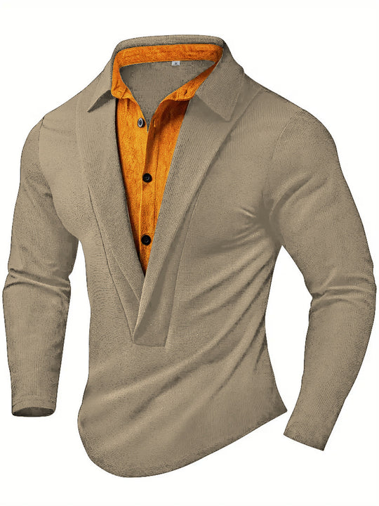 Herren Elegantes Langarmhemd mit modernem Kragen und texturiertem Design EB
