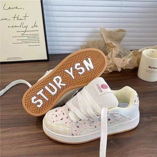 Damen Sportliche Freizeitsneaker mit floralem Motiv und atmungsaktivem Obermaterial EB
