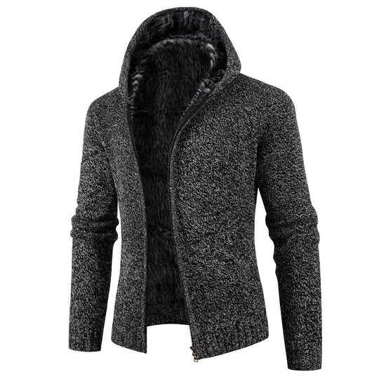 Herren Strickjacke mit Kapuze und weichem Innenfutter EB