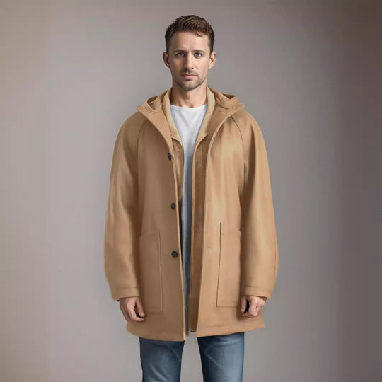 Herren Kapuzenmantel aus weichem Material EB