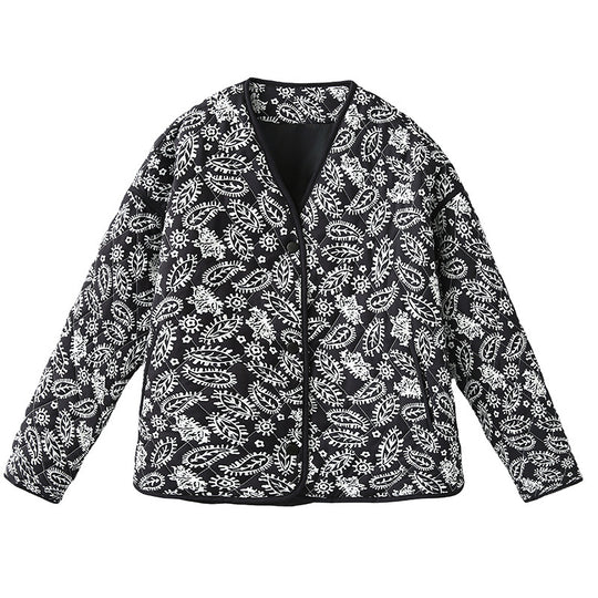 Damen gesteppte Herbstjacke mit einzigartigem floralen Muster und praktischen Taschen EB
