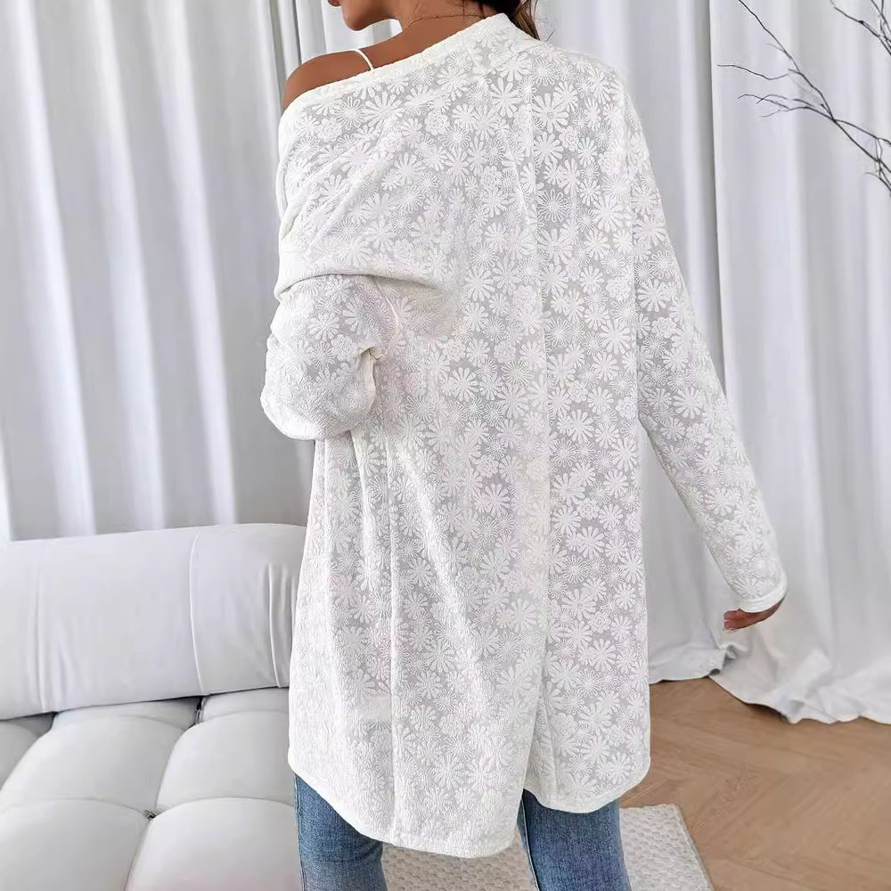 Damen Elegante Cardigan mit floralen Motiven EB