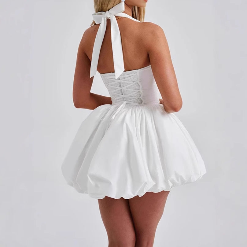 Damen Verspieltes Minikleid mit Trägern und voluminösem Rock EB