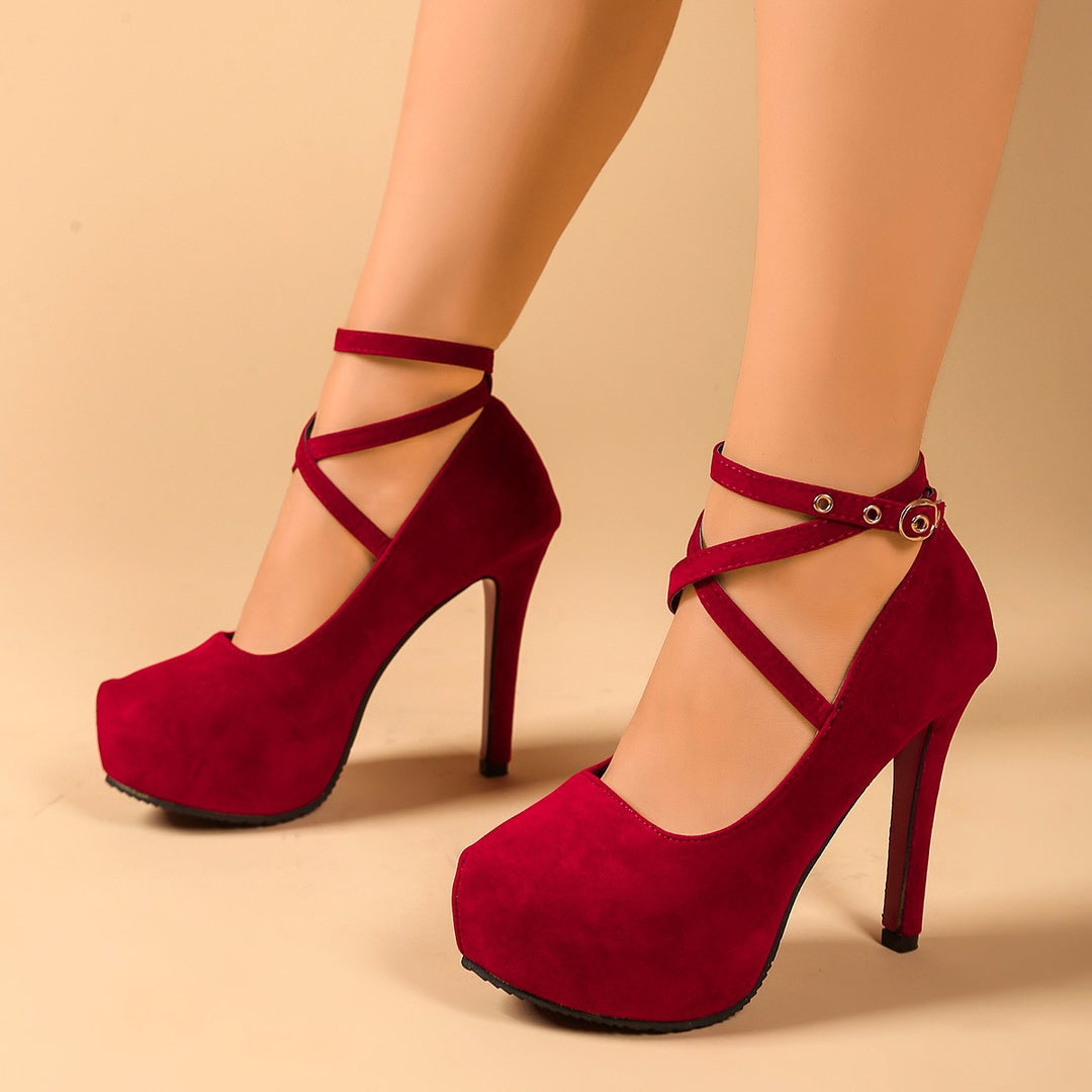 Damen High-Heels mit raffiniertem Riemendesign und geschwungenem Absatz EB