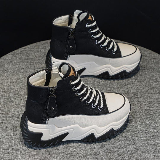 Damen hohe Sneaker mit modischem Reißverschluss und sportlicher Sohle EB