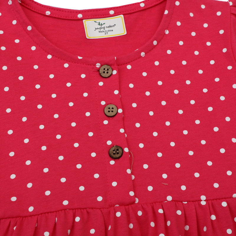 Mädchen Kleid mit niedlicher Pferdemotiv und Punkten EB
