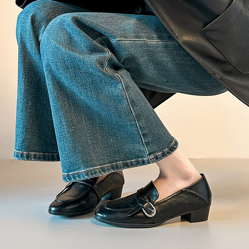 Damen Elegante Mokassins mit modischem Schnallen-Detail EB
