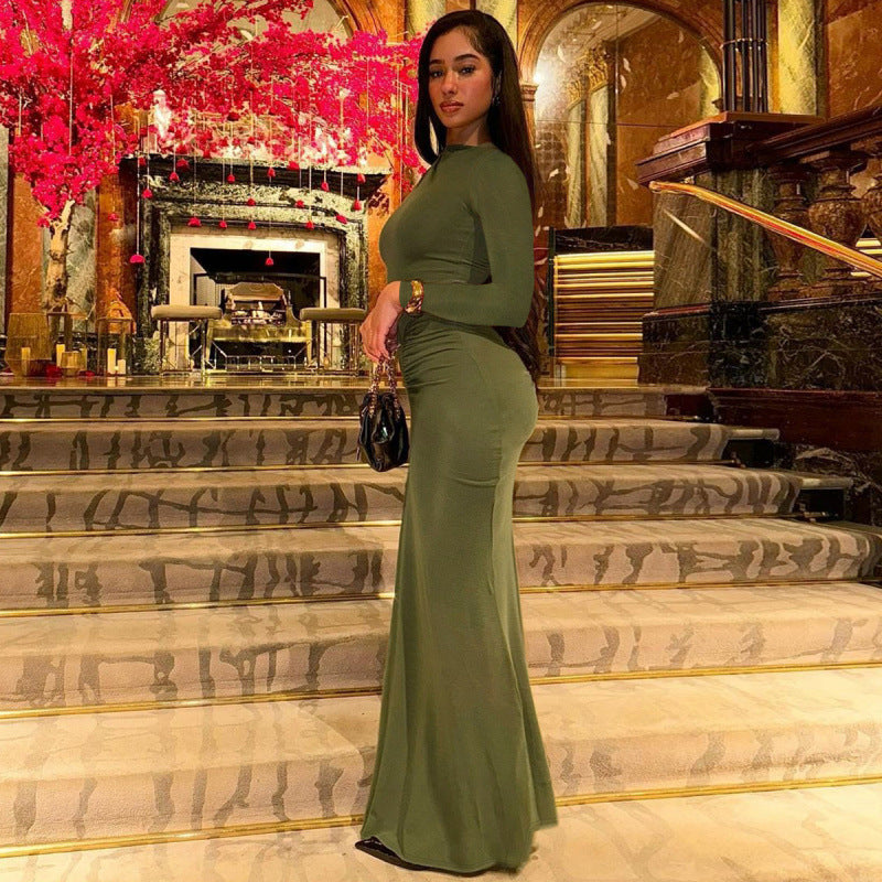 Damen Langarm Bodycon Abendkleid EB