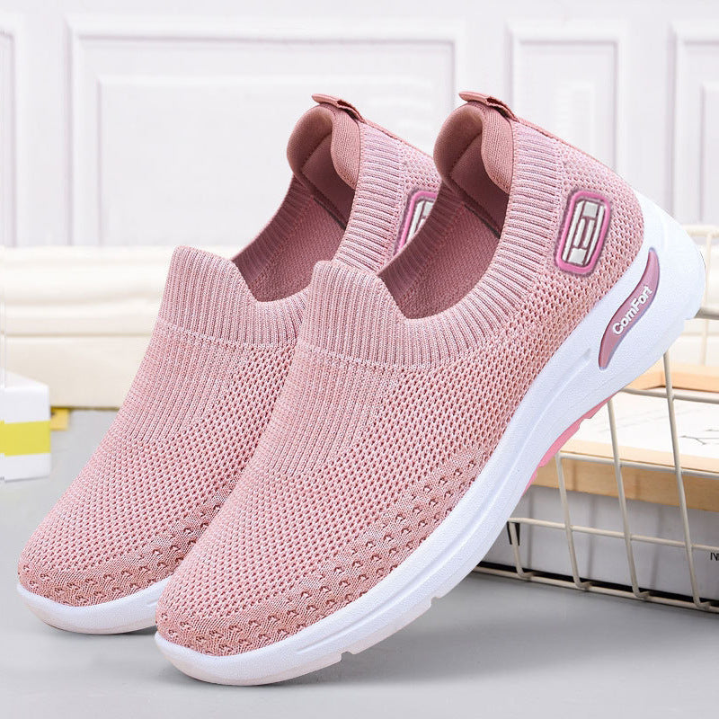 Damen nan nahtloser Strick-Slipper mit elastischem Einstieg und stoßdämpfender Komfortsohle EB