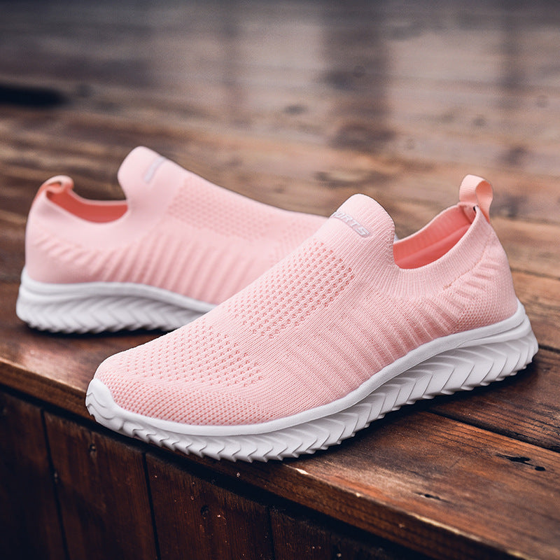 Damen Bequeme Slip-On Freizeitschuhe mit elastischem Strickoberteil EB