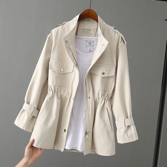 Damen Praktische Freizeitjacke mit verstellbarem Bund und Taschen EB