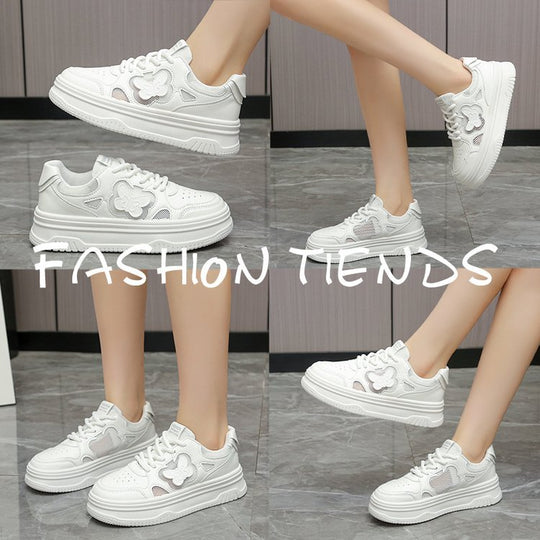 Damen modische Sneakers mit floralen Applikationen und gepolsterter Sohle EB