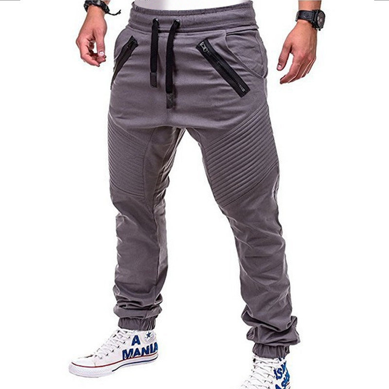 Herren modische Jogginghose mit elastischem Bund und seitlichen Reißverschlusstaschen EB