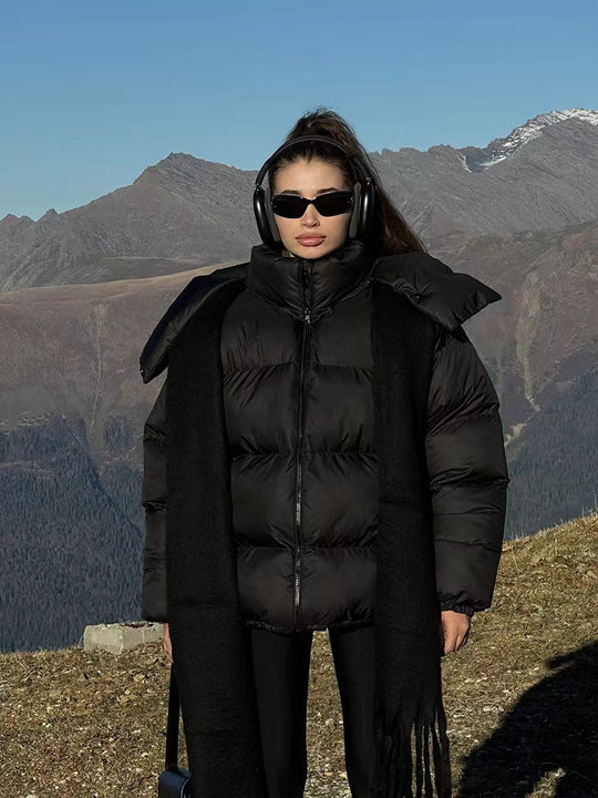 Damen gefütterte Outdoor-Jacke mit hochgeschlossenem Kragen und gestepptem Design EB