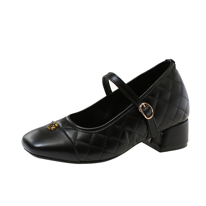 Damen Elegante Mary Jane Absatzschuhe mit modischem Riemen und strukturiertem Obermaterial EB